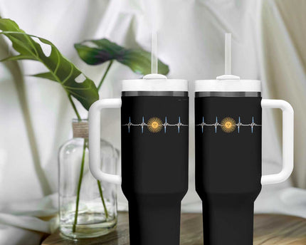Argentina Sun of May Heartbeat ECG Pulse Argentine Pride Tumbler With Handle