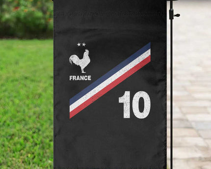 France Football Coq Garden Flag French Flag Stripes Number 10 Athletic Soccer National Pride