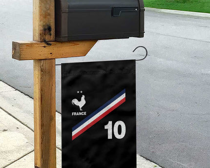 France Football Coq Garden Flag French Flag Stripes Number 10 Athletic Soccer National Pride
