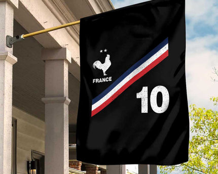 France Football Coq Garden Flag French Flag Stripes Number 10 Athletic Soccer National Pride
