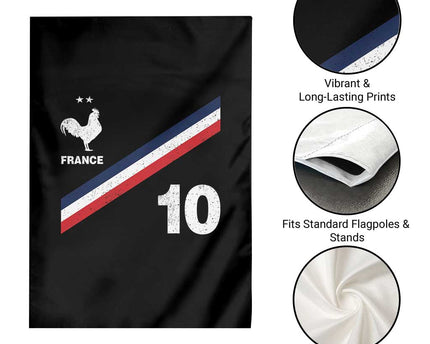 France Football Coq Garden Flag French Flag Stripes Number 10 Athletic Soccer National Pride