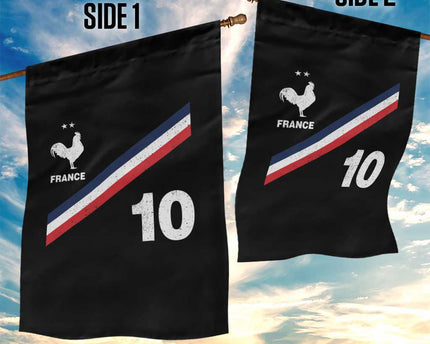 France Football Coq Garden Flag French Flag Stripes Number 10 Athletic Soccer National Pride
