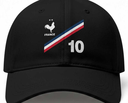 France Football Coq Baseball Cap French Flag Stripes Number 10 Athletic Soccer National Pride