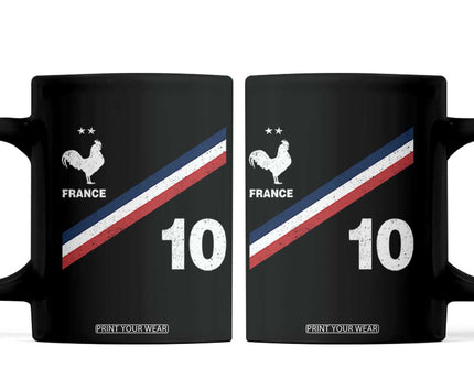 France Football Coq Coffee Mug French Flag Stripes Number 10 Athletic Soccer National Pride
