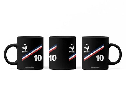 France Football Coq Coffee Mug French Flag Stripes Number 10 Athletic Soccer National Pride