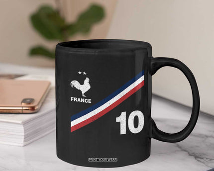 France Football Coq Coffee Mug French Flag Stripes Number 10 Athletic Soccer National Pride