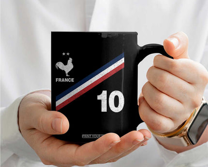France Football Coq Coffee Mug French Flag Stripes Number 10 Athletic Soccer National Pride
