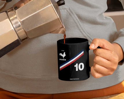 France Football Coq Coffee Mug French Flag Stripes Number 10 Athletic Soccer National Pride