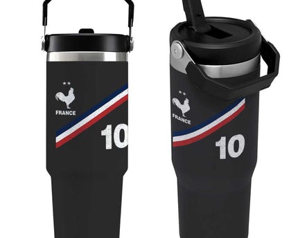 France Football Coq Flip Straw Tumbler French Flag Stripes Number 10 Athletic Soccer National Pride