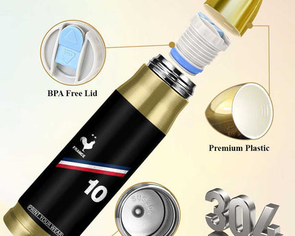 France Football Coq Bullet Tumbler French Flag Stripes Number 10 Athletic Soccer National Pride