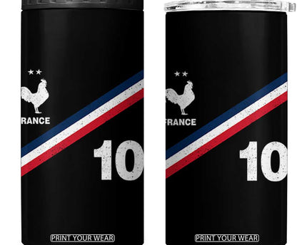 France Football Coq 4 in 1 Can Cooler Tumbler French Flag Stripes Number 10 Athletic Soccer National Pride