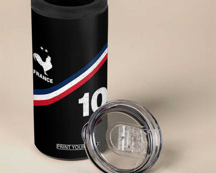 France Football Coq 4 in 1 Can Cooler Tumbler French Flag Stripes Number 10 Athletic Soccer National Pride