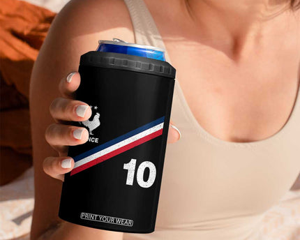 France Football Coq 4 in 1 Can Cooler Tumbler French Flag Stripes Number 10 Athletic Soccer National Pride
