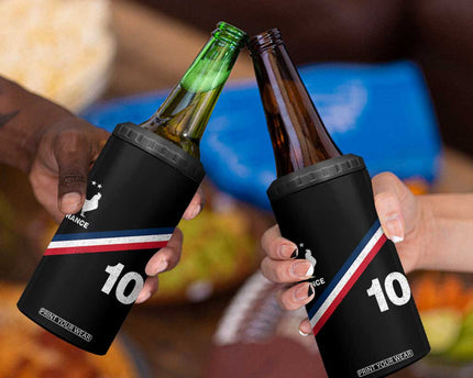 France Football Coq 4 in 1 Can Cooler Tumbler French Flag Stripes Number 10 Athletic Soccer National Pride