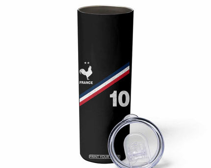 France Football Coq Skinny Tumbler French Flag Stripes Number 10 Athletic Soccer National Pride