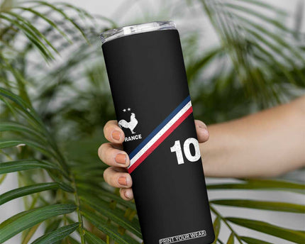 France Football Coq Skinny Tumbler French Flag Stripes Number 10 Athletic Soccer National Pride
