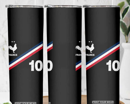 France Football Coq Skinny Tumbler French Flag Stripes Number 10 Athletic Soccer National Pride