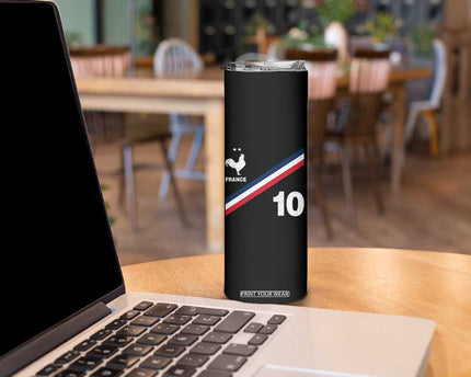 France Football Coq Skinny Tumbler French Flag Stripes Number 10 Athletic Soccer National Pride