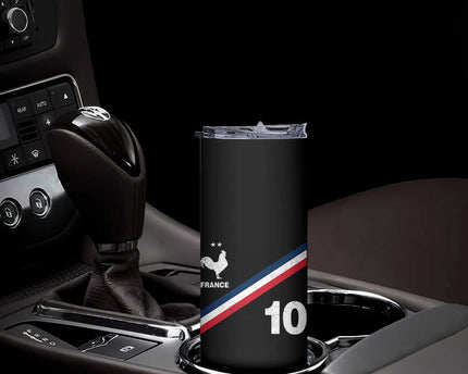 France Football Coq Skinny Tumbler French Flag Stripes Number 10 Athletic Soccer National Pride