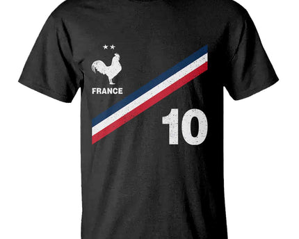 France Football Coq T-Shirt French Flag Stripes Number 10 Athletic Soccer National Pride