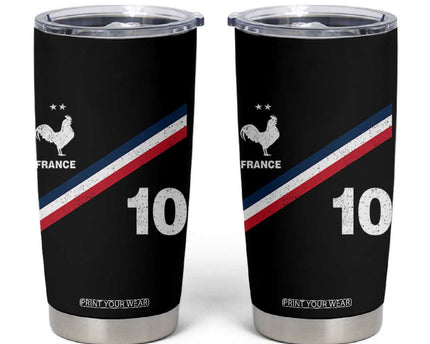 France Football Coq Tumbler Cup French Flag Stripes Number 10 Athletic Soccer National Pride