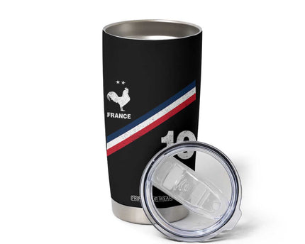 France Football Coq Tumbler Cup French Flag Stripes Number 10 Athletic Soccer National Pride