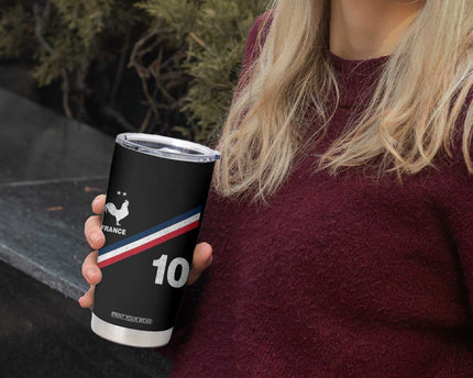 France Football Coq Tumbler Cup French Flag Stripes Number 10 Athletic Soccer National Pride