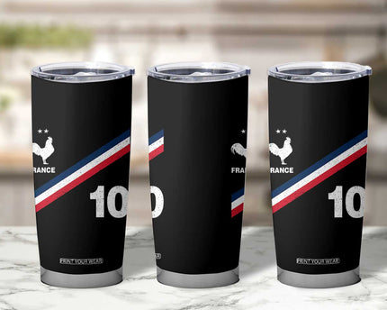 France Football Coq Tumbler Cup French Flag Stripes Number 10 Athletic Soccer National Pride
