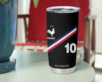France Football Coq Tumbler Cup French Flag Stripes Number 10 Athletic Soccer National Pride