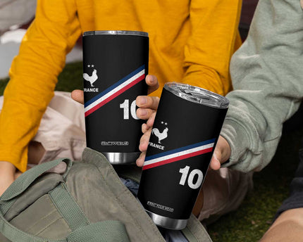 France Football Coq Tumbler Cup French Flag Stripes Number 10 Athletic Soccer National Pride
