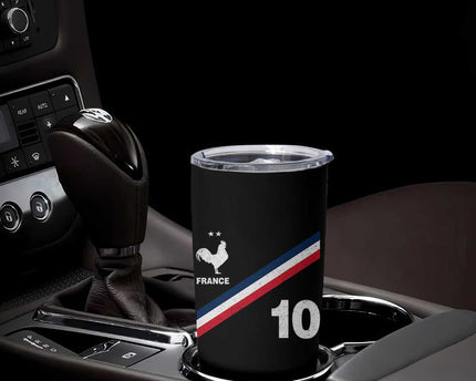 France Football Coq Tumbler Cup French Flag Stripes Number 10 Athletic Soccer National Pride