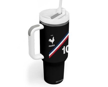 France Football Coq Tumbler With Handle French Flag Stripes Number 10 Athletic Soccer National Pride