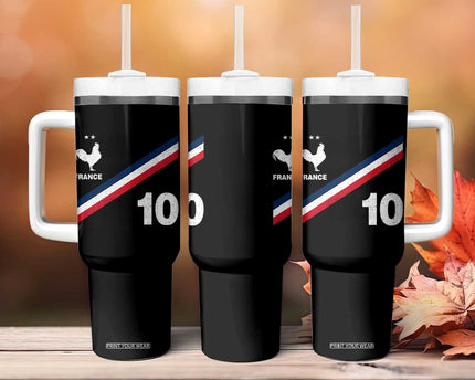 France Football Coq Tumbler With Handle French Flag Stripes Number 10 Athletic Soccer National Pride