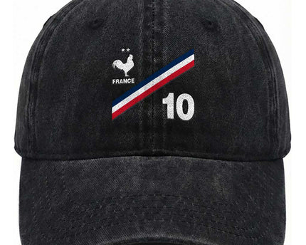 France Football Coq Washed Cotton Baseball Cap French Flag Stripes