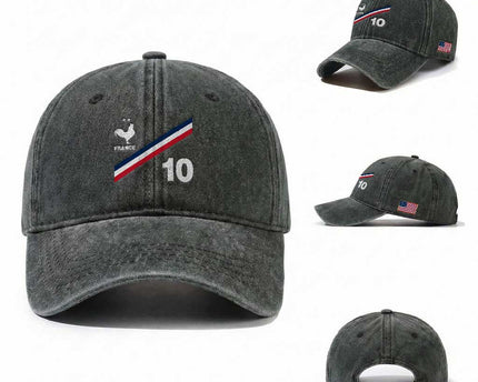 France Football Coq Washed Cotton Baseball Cap French Flag Stripes