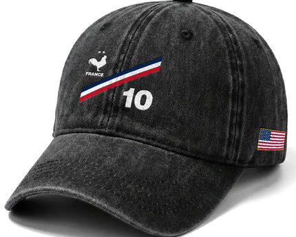 France Football Coq Washed Cotton Baseball Cap French Flag Stripes