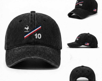 France Football Coq Washed Cotton Baseball Cap French Flag Stripes
