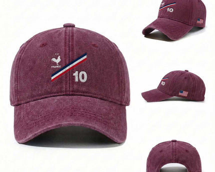 France Football Coq Washed Cotton Baseball Cap French Flag Stripes