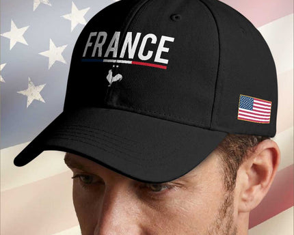 France Gallic Rooster Sports Throwback Design Vintage French Flag Baseball Cap