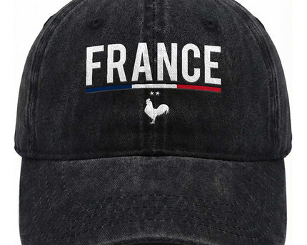 France Gallic Rooster Sports Throwback Design Vintage French Flag Washed Cotton Baseball Cap