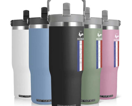 France Football Coq Soccer Throwback Jersey Style Flip Straw Tumbler Vintage French Flag