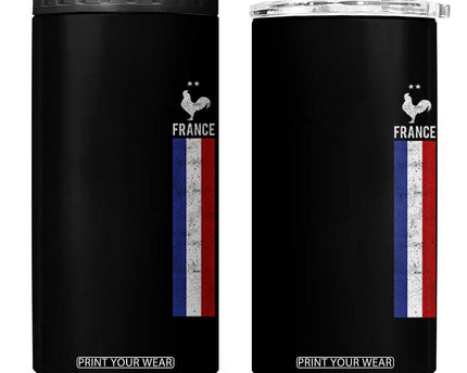 France Football Coq Soccer Throwback Jersey Style 4 in 1 Can Cooler Tumbler Vintage French Flag