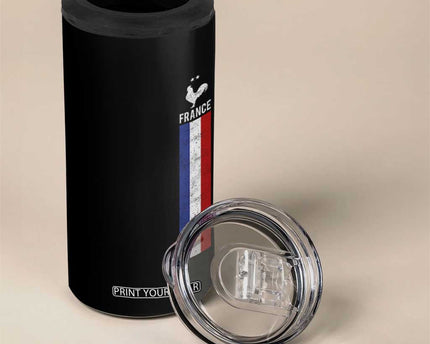 France Football Coq Soccer Throwback Jersey Style 4 in 1 Can Cooler Tumbler Vintage French Flag