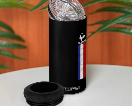 France Football Coq Soccer Throwback Jersey Style 4 in 1 Can Cooler Tumbler Vintage French Flag