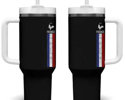 France Football Coq Soccer Throwback Jersey Style Tumbler With Handle Vintage French Flag