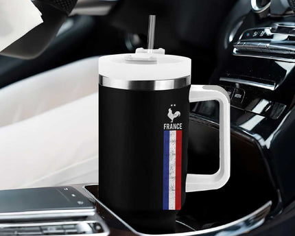 France Football Coq Soccer Throwback Jersey Style Tumbler With Handle Vintage French Flag