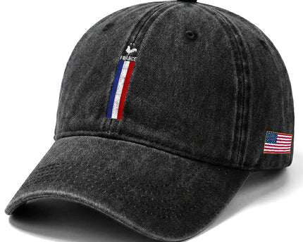 France Football Coq Soccer Throwback Jersey Style Washed Cotton Baseball Cap Vintage French Flag