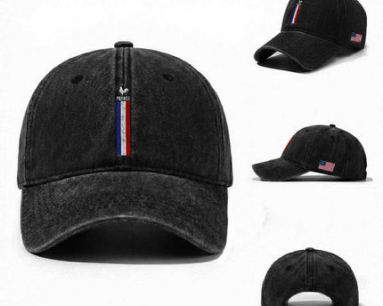 France Football Coq Soccer Throwback Jersey Style Washed Cotton Baseball Cap Vintage French Flag