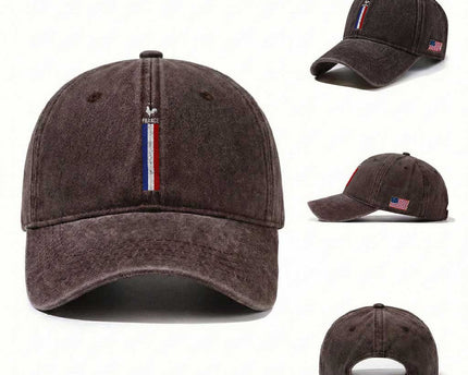 France Football Coq Soccer Throwback Jersey Style Washed Cotton Baseball Cap Vintage French Flag