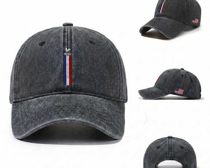 France Football Coq Soccer Throwback Jersey Style Washed Cotton Baseball Cap Vintage French Flag